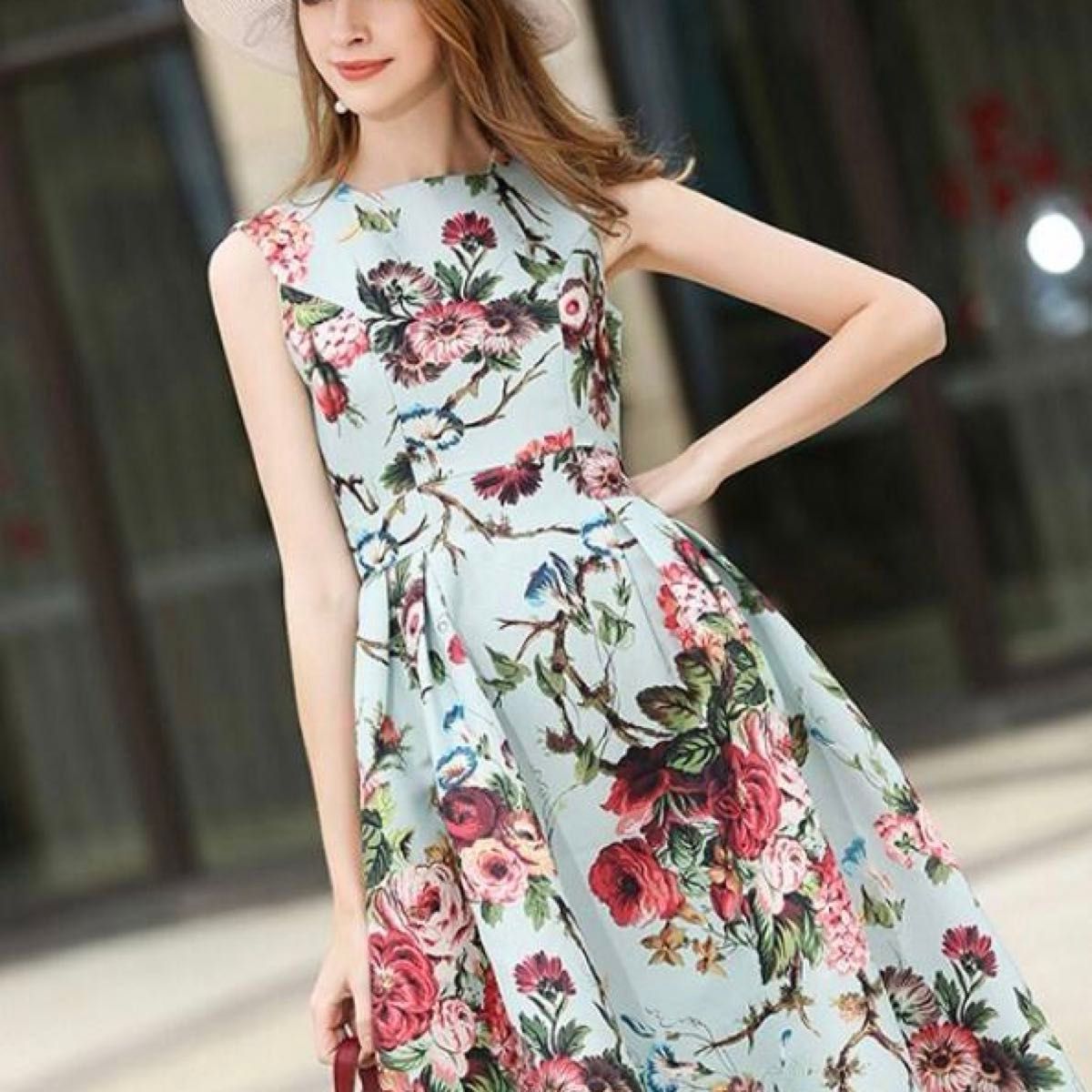 未使用】AIZHE 高級感 ワンピース ロングワンピース 花柄 未使用】AIZHE 高級感 ワンピース ロングワンピース 花柄