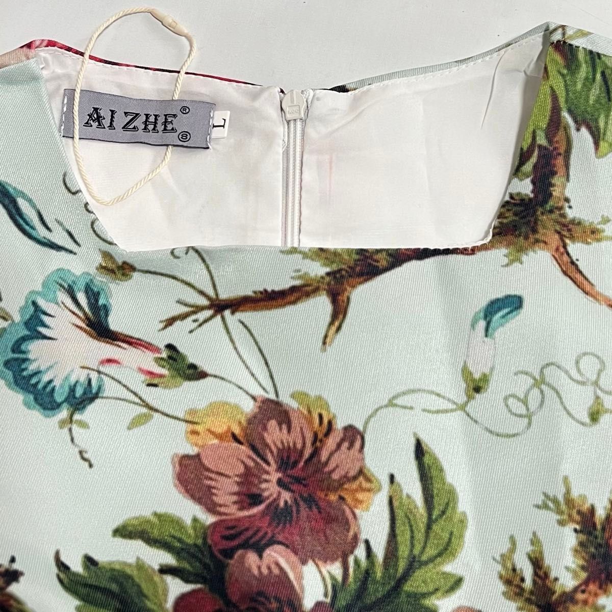 未使用】AIZHE 高級感 ワンピース ロングワンピース 花柄 未使用】AIZHE 高級感 ワンピース ロングワンピース 花柄