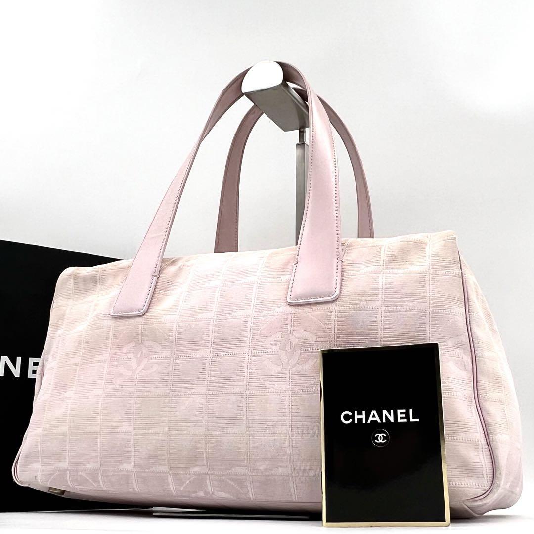 《美品》シール付 CHANEL シャネル ニュートラベルライン ココマーク ハンドバッグ ボストンバッグ A4 ピンク