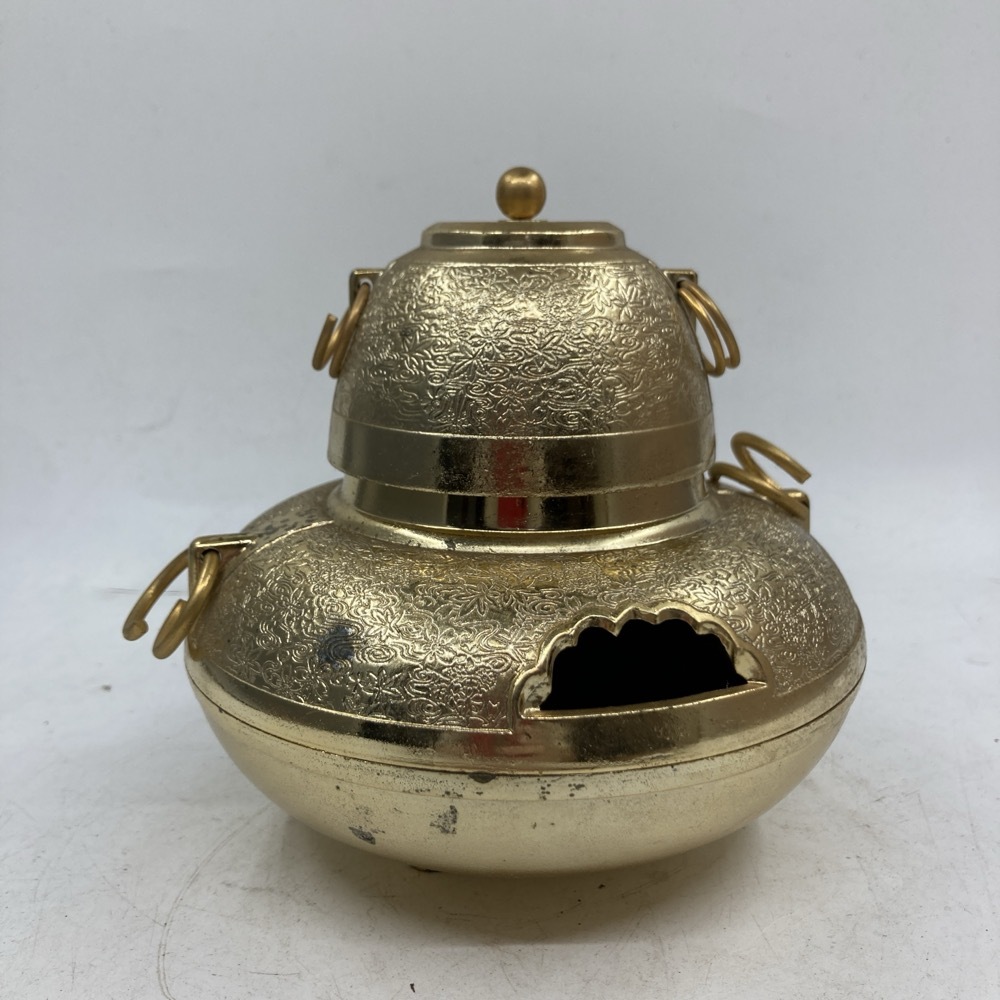 黄金茶釜 24KGP 香炉 銅鋳造インテリア コレクション Yahoo!オークション - 黄金茶釜 24KGP 金メッキ 蓋付き 香炉