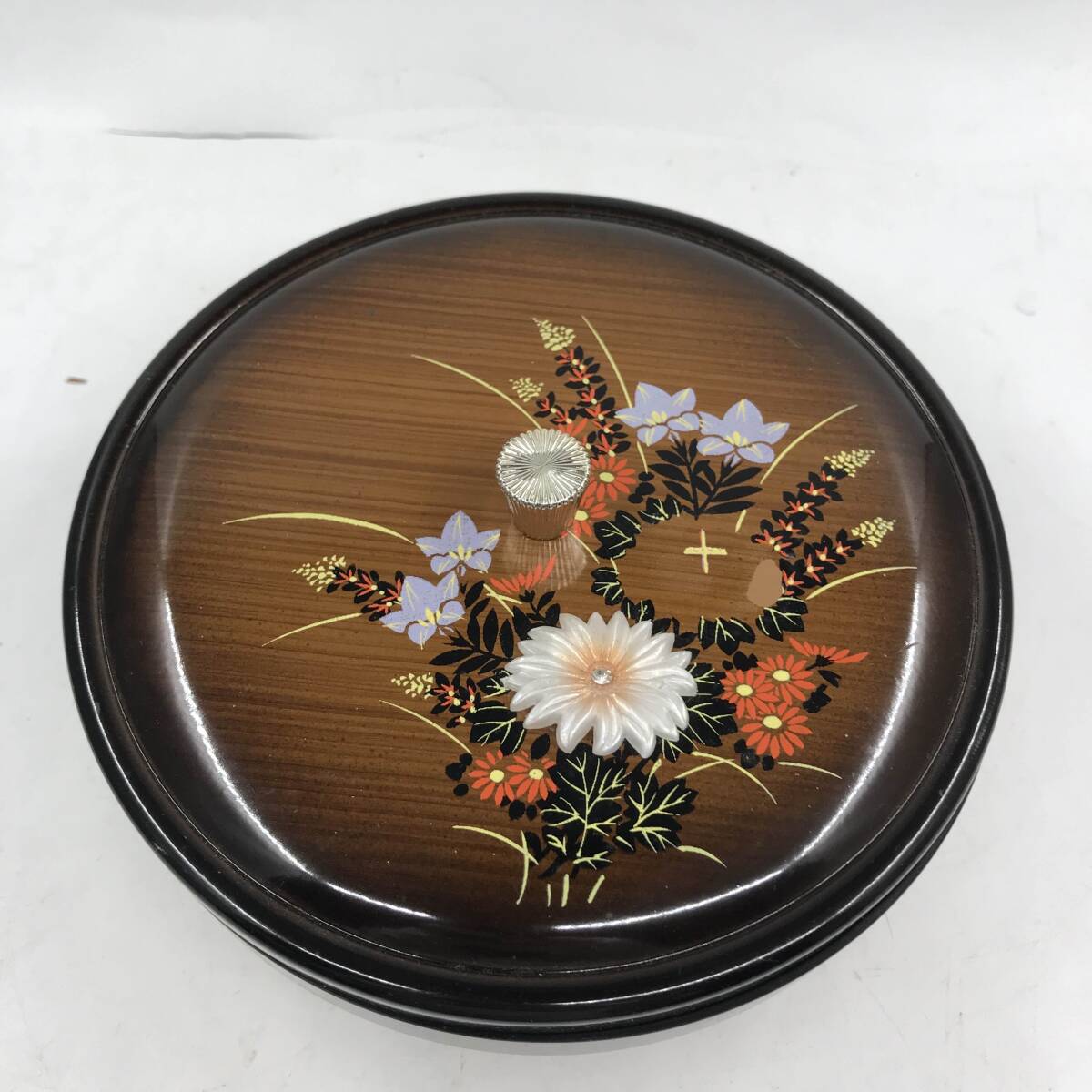 菓子器 菓子入れ 小物入れ 花柄 レトロ アンティーク 直径約17.5cm 深さ約8cm★K2613Z