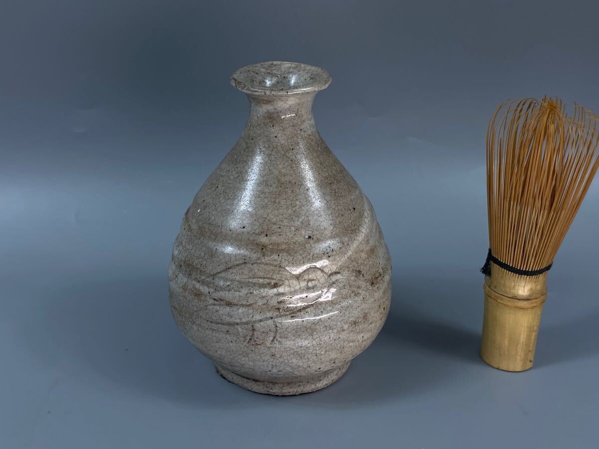 韓国美術 李朝 高麗 粉引扁壺 時代物|工芸品 韓国美術 李朝 高麗 粉引扁壺 時代物|工芸品