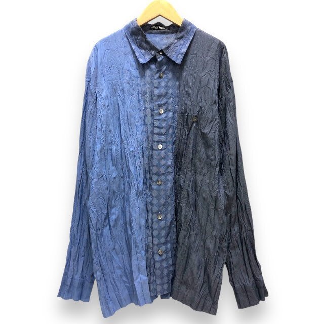 ▼【ISSEY MIYAKE】イッセイミヤケ シワ加工 グラデーション デザインシャツ サイズ4 男性用 メンズ トップス RA7252