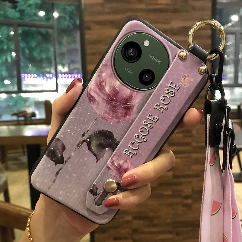 AQUOS R9(SH-51E/A401SH/SH-M28) case stand Aquos R9 purple color. rose print . pattern art lovely TPU rubber cover paint beautiful 