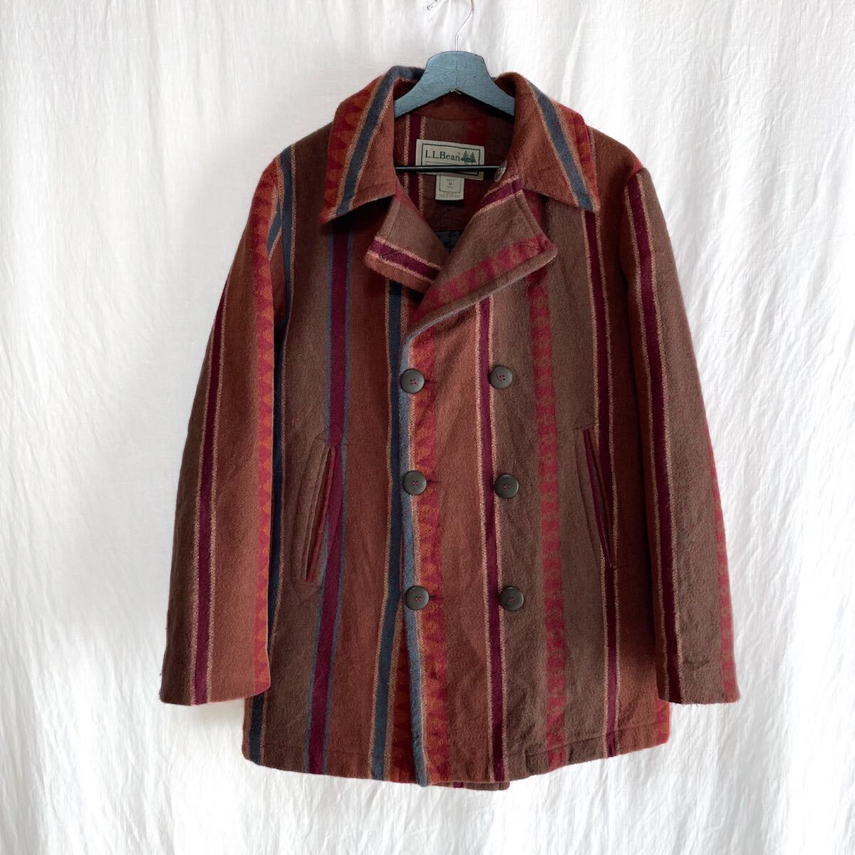 希少 LLBEAN エルエルビーン ストライプ柄 Pコート M ピーコート ジャケット