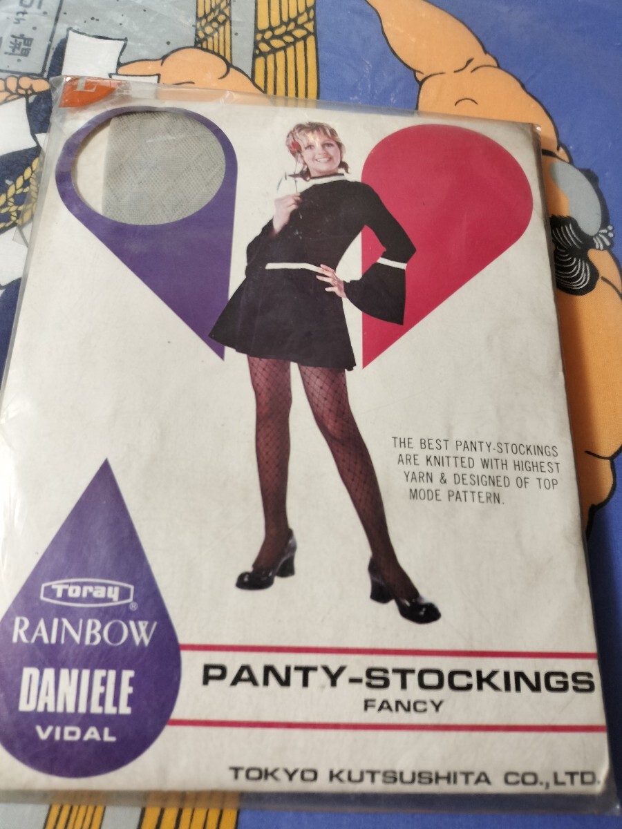 toray rainbow daniele vidal fancy pantystocking 東レ レインボー ダニエルビダル パンティストッキング L シルバーグレー 昭和レトロ
