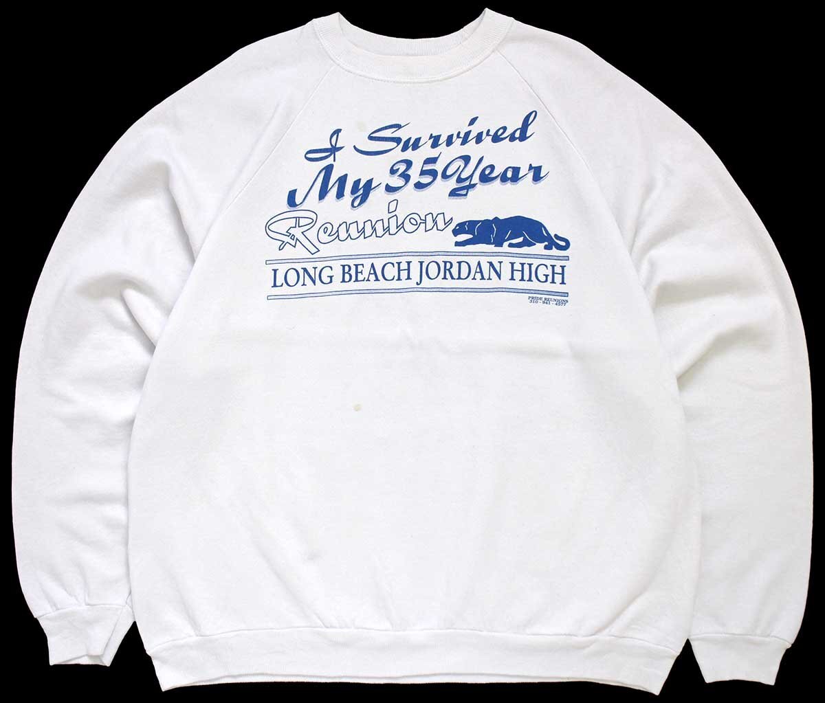 ★90s USA製 Hanes Reunion LONG BEACH JORDAN HIGH スウェット 白 XXL★SSW08 特大 オールド ビンテージ カレッジ オーバーサイズ