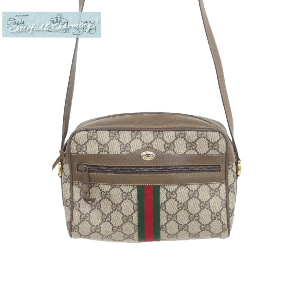 GUCCI ヴィンテージショルダーバッグ コーティングキャンバス×レザー