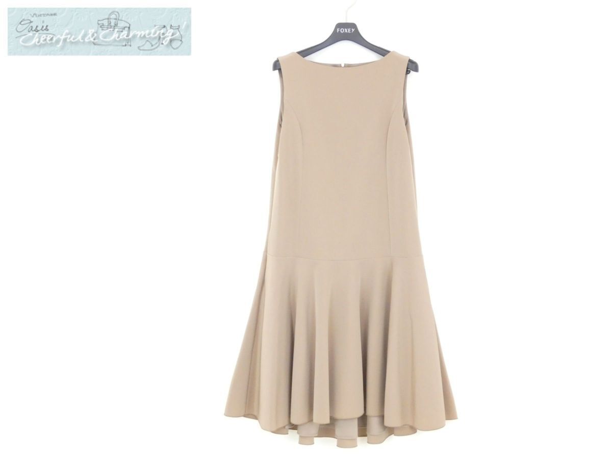 FOXEY NEWYORK ドレス ワンピース 40 モカ トリアセテートBLEND#ロゴ入ファスナートップ 38960 B＋＋