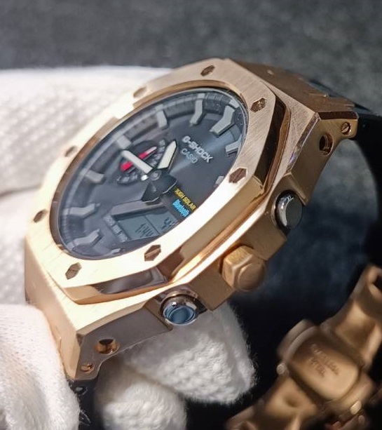 RG чёрный GA2100 GA2110 GAB2100 GA-2100 Casio -k нержавеющая сталь metal частота custom металл кейс GSHOCK G амортизаторы G-SHOCKji- амортизаторы 