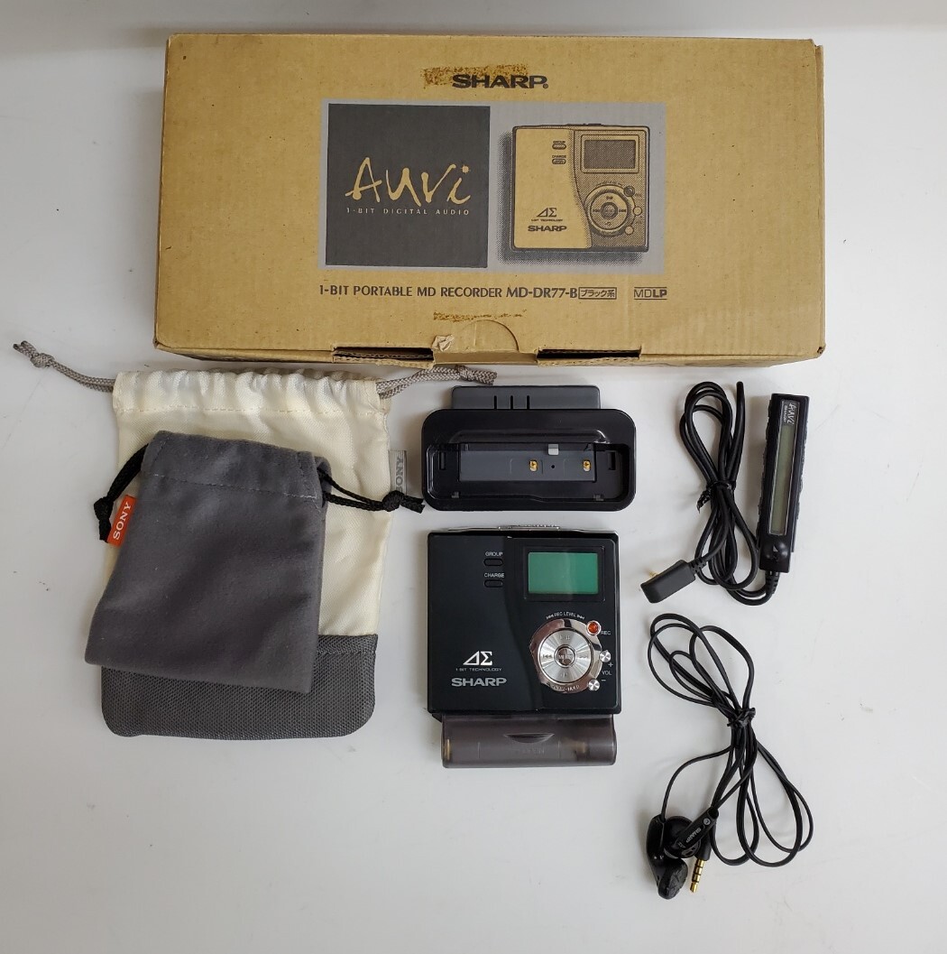 SHARP MDプレーヤー MD-DR77-B MDウォークマン ポータブルMDレコーダー 動作品