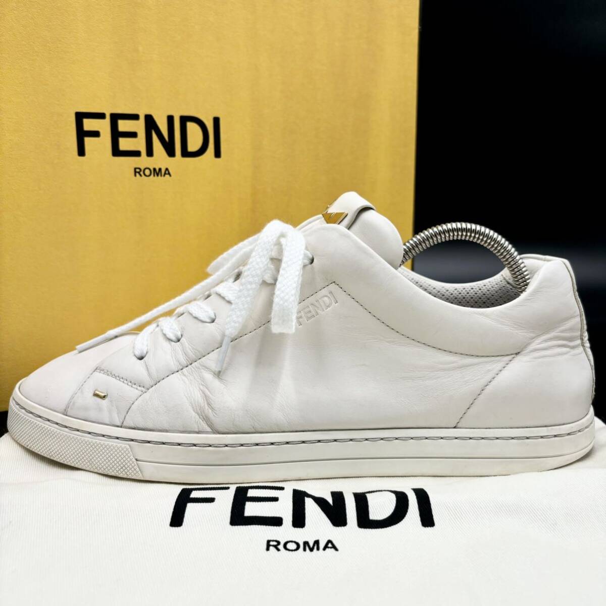 1円 【極上品】 FENDI フェンディ 【圧倒的高級感】メンズ モンスター バグズアイ スニーカー シューズ 靴 ブラック 黒 24.0cm相当