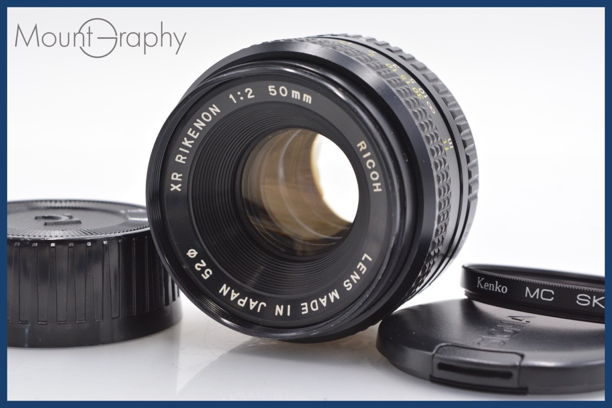 ★極上美品★ リコー RICOH XR RIKENON 50mm F2 和製ズミクロン 前後キャップ&レンズフィルター付 ペンタックスK用(MF) ★完動品★ #kw633