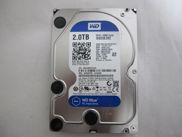 NO.2K2 WD 3.5インチ SATA HDD 2TB 　WD20EZRZ 動作品