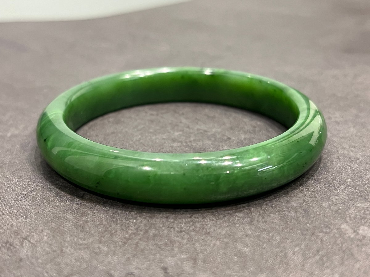 β super beautiful [.. jade bangle Power Stone green ring inside diameter approximately 60mm ring outer diameter approximately 75mm ring thickness approximately 12mm weight 43.6g]ON00395