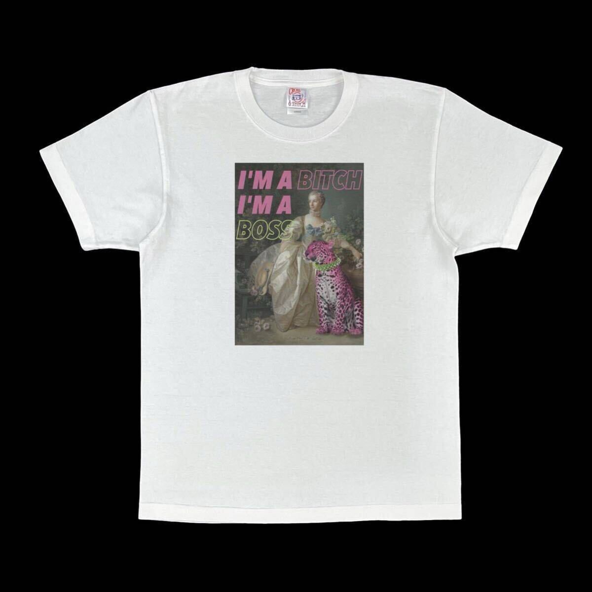 未使用 新品 レディスーザン ジェインオースティン ピンク ヒョウ BITCH BOSS 悪女 絵画パロディ ユニセックスTシャツ XS(SS) S M L XL(LL)