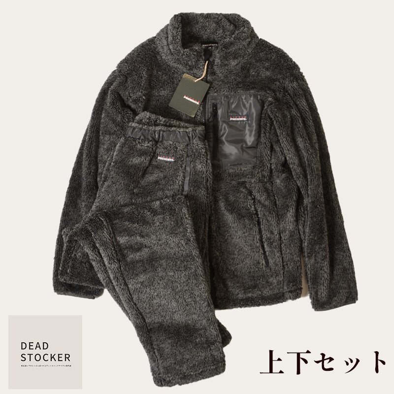【新品上下セット】リトルプレゼンツ フリースジャケット+フリースパンツ Mサイズ メンズ グレイミックス