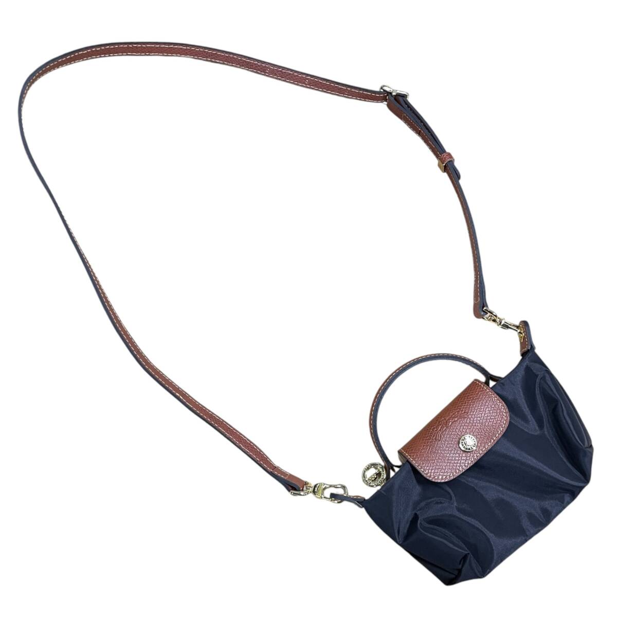 ◆中古品◆LONGCHAMP ロンシャン プリアージュ ナイロン×レザー ミニ ショルダー ポーチ 斜め掛け 黒 ブラック R74210NB