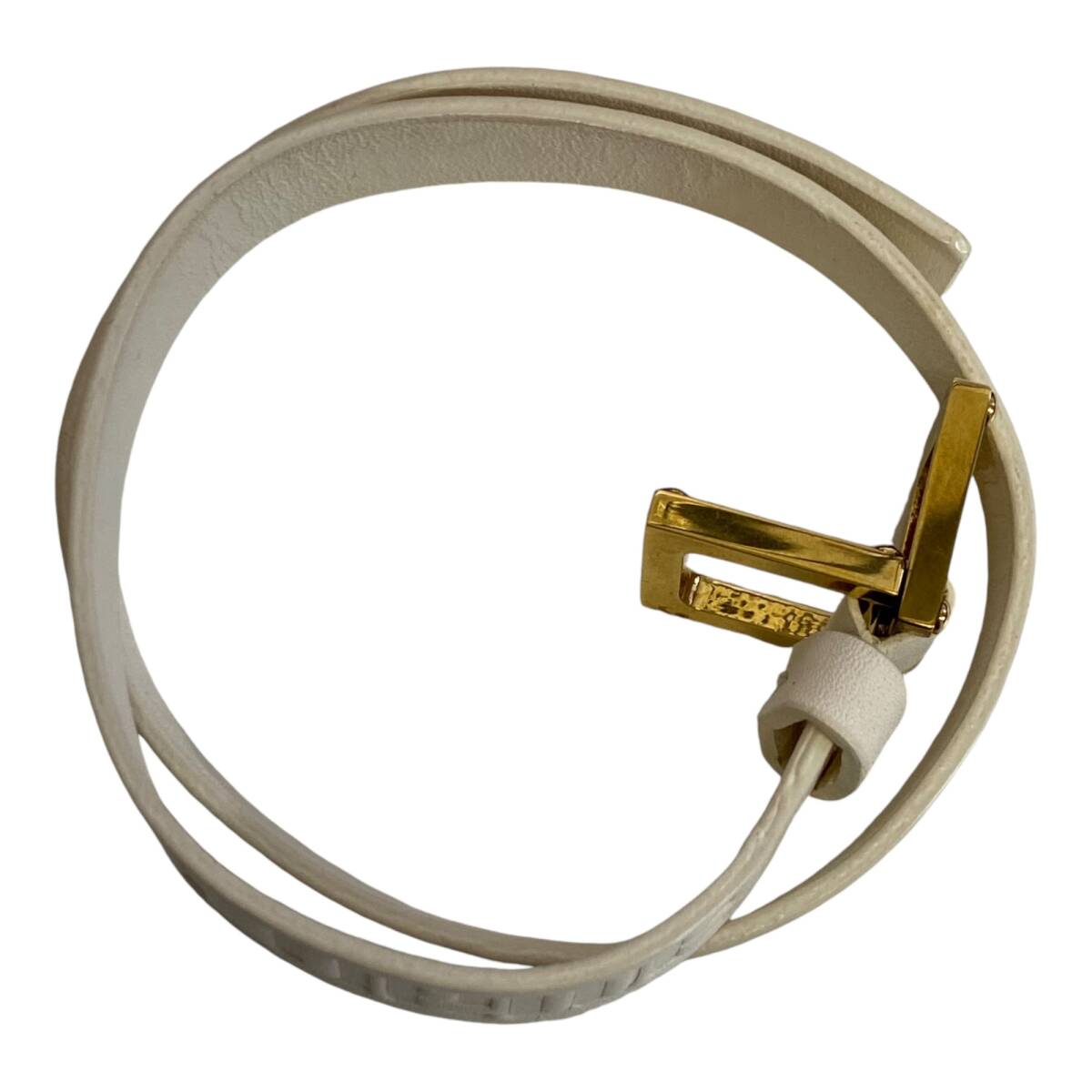 【中古品】 LOEWE ロエベ レザーブレス ホワイト ブレスレット ロゴ入り 箱 布袋あり W73578RD