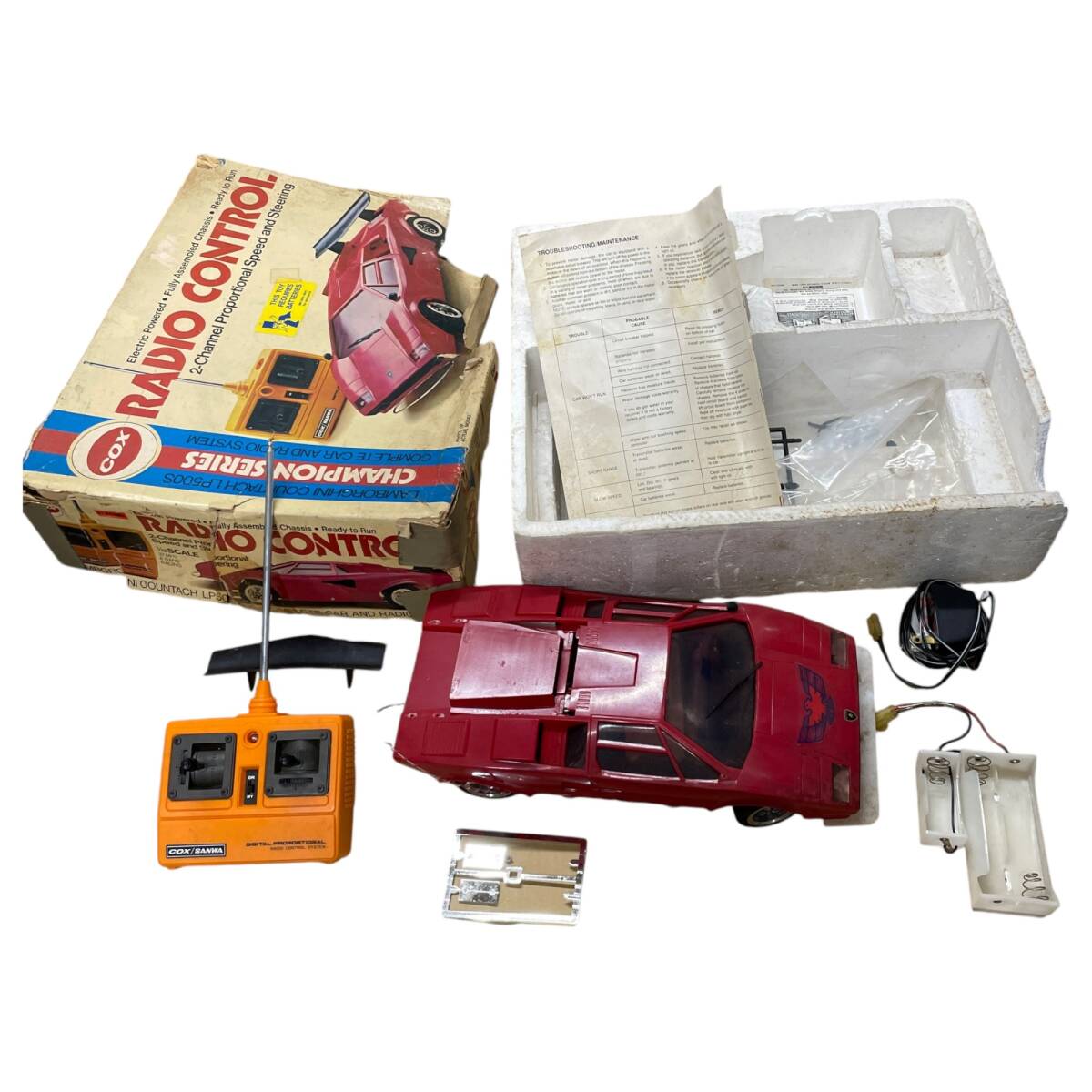 ◆ジャンク品◆COX/SANWA RADIO CONTROL ラジコン ランボルギーニ レッド 赤 LP500S 完成品 スーパーカー 動作未確認 R74155NN_画像1