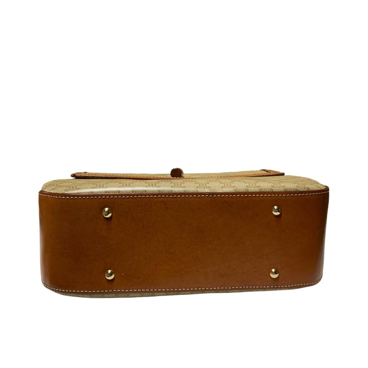 ◆中古品◆CELINE セリーヌ 2way マカダム ターンロック PVC ハンド ショルダー ハンド バッグ ベージュ系 ヴィンテージ R10-394NB