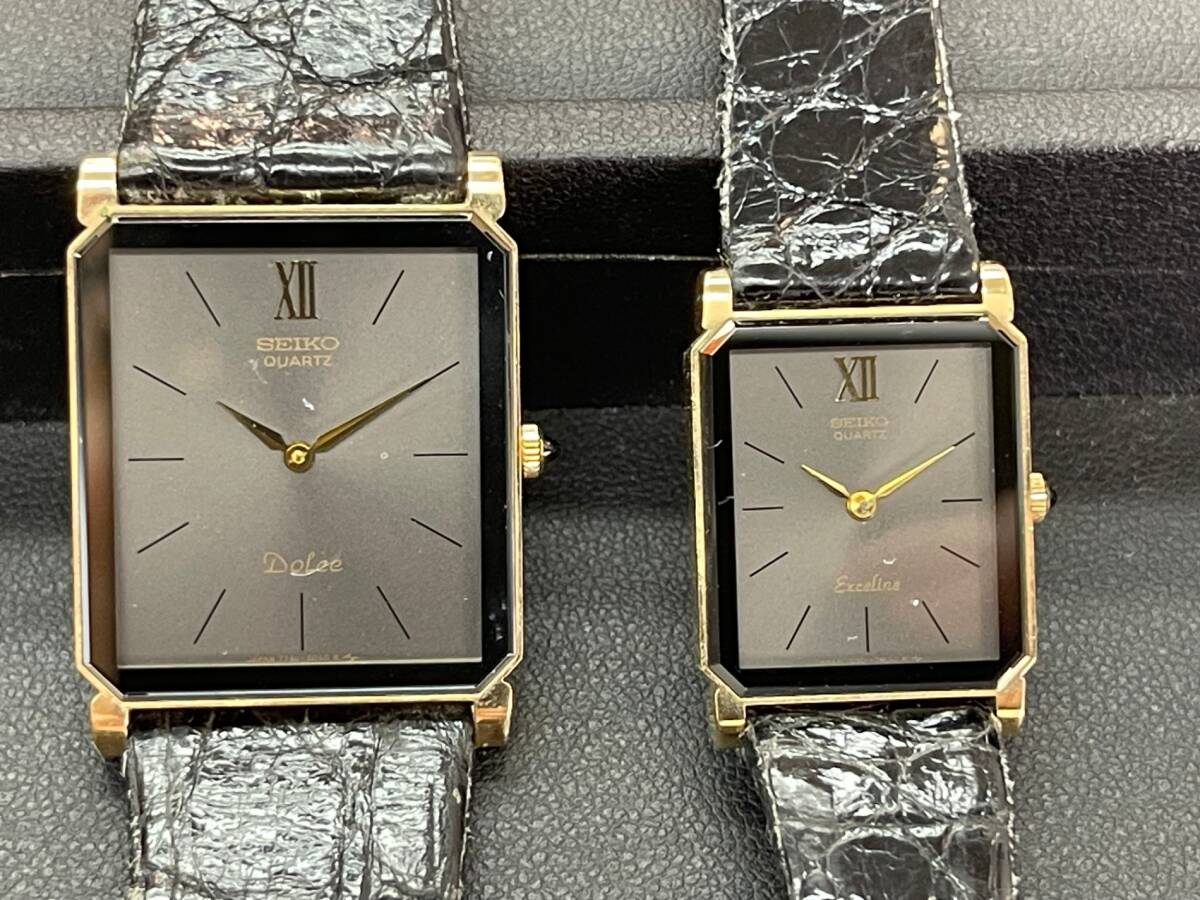 不動 SEIKO セイコー　DOLCE ドルチェ　7730-5040/1220-5130　2本セット 黒文字盤×ゴールド系　（SMU4123SM)