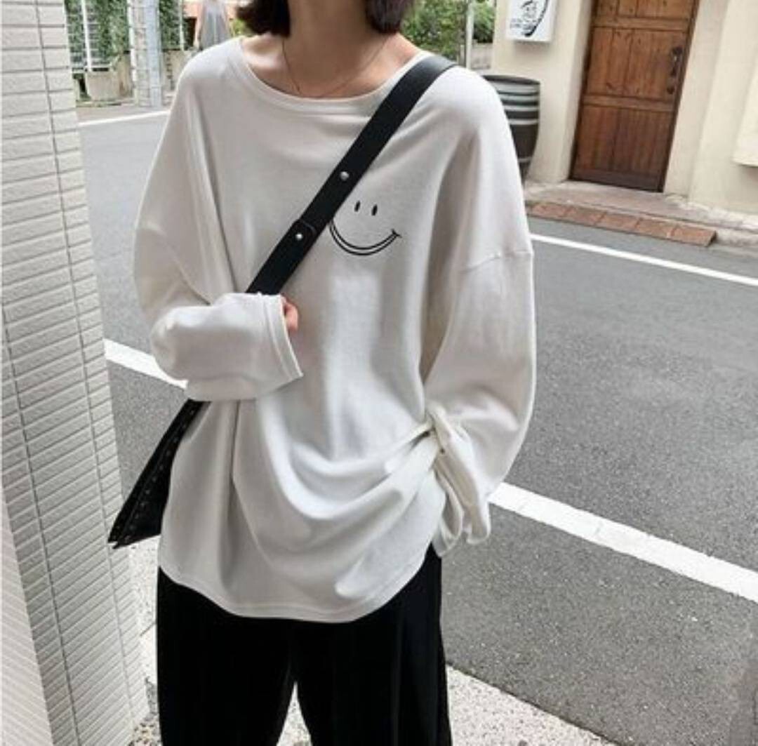 レディース 長袖 tシャツ ロングtシャツ ロンT カットソー ワンポイント