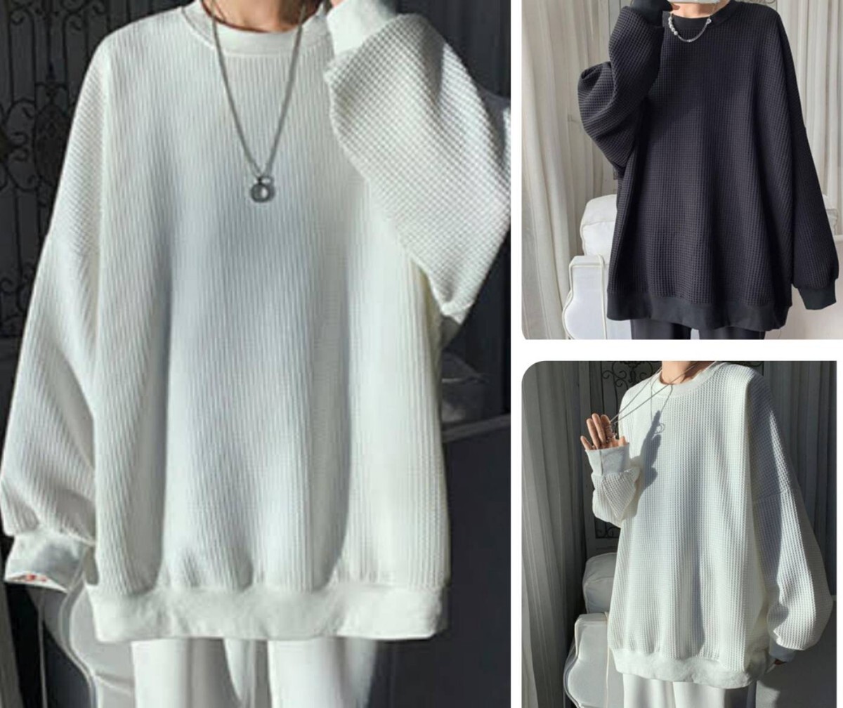 メンズ ロングTシャツ 長袖 白 ロンT 無地 ゆったり インナー 薄い トレーナー シンプル オシャレ