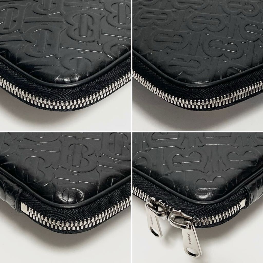 美品 BURBERRY バーバリー TB 総柄 型押し レザー クラッチ 美品 BURBERRY バーバリー TB 総柄 型押し レザー クラッチ