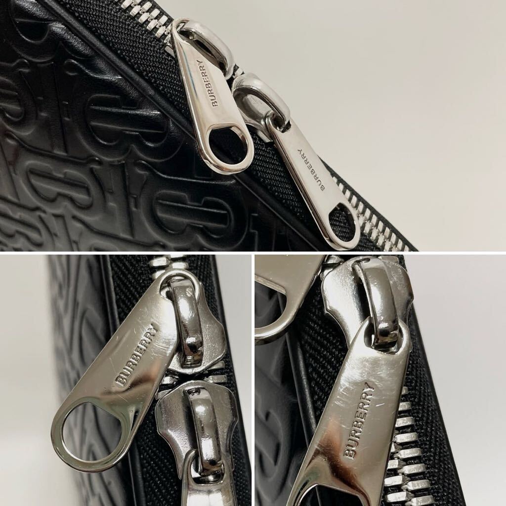美品 BURBERRY バーバリー TB 総柄 型押し レザー クラッチ 美品 BURBERRY バーバリー TB 総柄 型押し レザー クラッチ