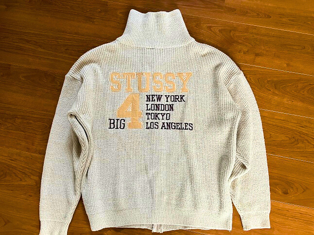 90s OLD STUSSY BIG4 ZIP UP KNIT Lサイズ オールド 90s OLD STUSSY BIG4 ZIP UP KNIT Lサイズ オールド