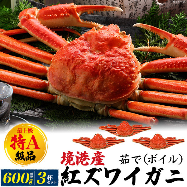 紅ズワイガニ ボイル 姿 最上級特A品 約600g×3杯セット 境港 直送 茹で ベニズワイガニ 蟹 国産 かに 冷蔵 未冷凍