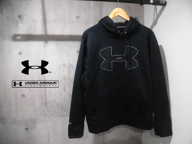 UNDER ARMOUR/アンダーアーマー/UAストームAF BL POフーディ/ビッグロゴ プルオーバー パーカー M/黒 ブラック/メンズ/MTR7740
