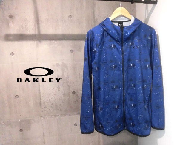 OAKLEY オークリー ENHANCE TECHNICAL QD HOODY 8.0 グラフィック総柄 フード付き ライトジャケットXL/パーカー/青 ブルー/メンズ/434198JP