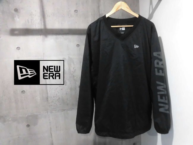 NEW ERA ニューエラ NEWERA 袖ロゴプリント プルオーバー ナイロンジャケット XXL/裏地メッシュ ピステトップ 2XL/ブラック/メンズ/ゴルフ