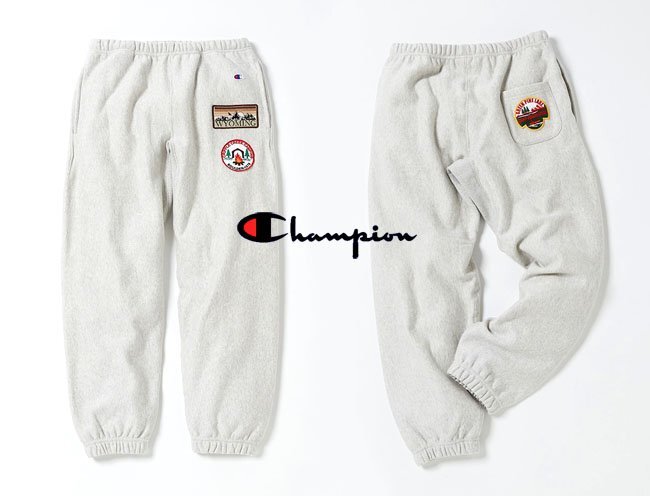22FW Champion チャンピオン REVERSE WEAVE リバースウィーブ ワッペン付き スウェットパンツ S/グレー/C8-W201