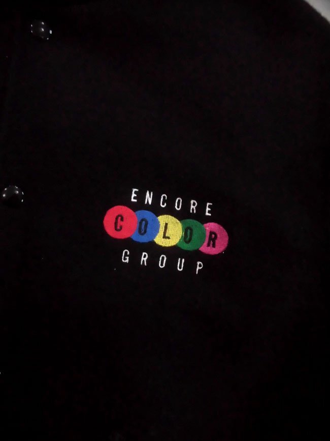 USA производства 90s HOLLOWAY тент way WPL11783 ENCORE COLOR GROUP вышивка рукав кожа куртка M/ рукав кожа с хлопком Stadium жакет / чёрный / мужской 