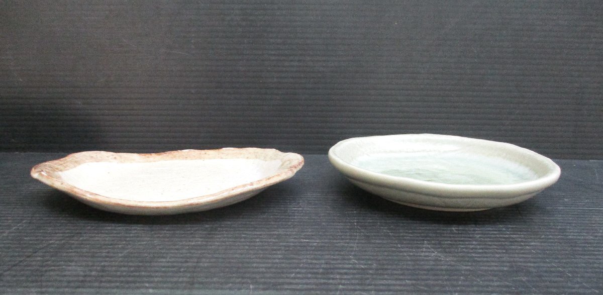 * 98447 мир тарелка 2 вид 14 листов Hagi др. мука .⑦φ16 × глубина 13 × высота 2. селадон ткань глаз ⑦ φ14 x2.2cm б/у *