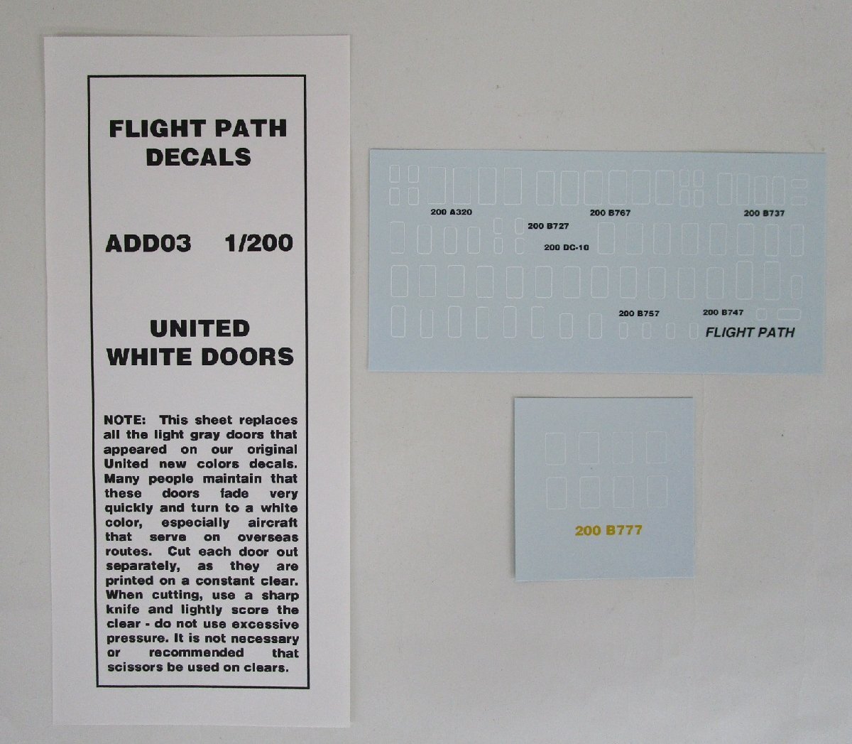 FLIGHTPATH flight Pas ADD03 1/200 UNITED WHITE DOORS door decal outside fixed form 0[ Junk ]agt100104