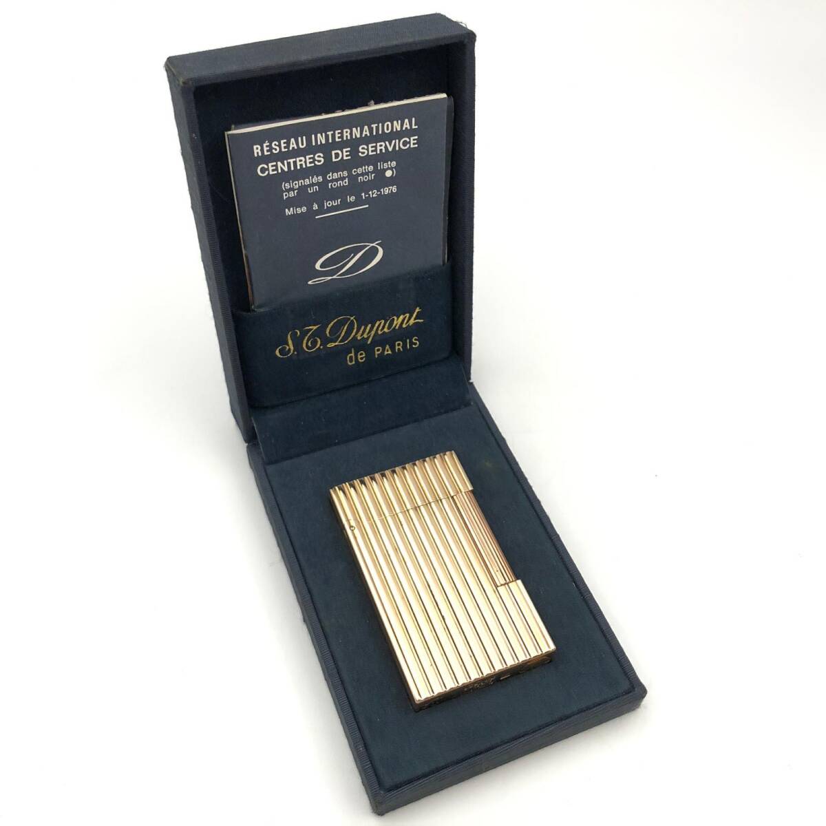 L241 ★訳アリ デュポン Dupont ライター 火花確認済　ライン2 喫煙具 ゴールド系