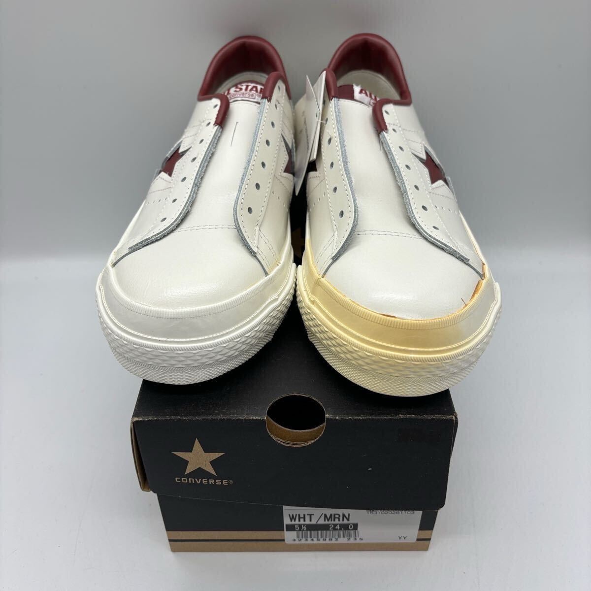 【24cm】新品 Converse One Star Ox White Maroonコンバース ワンスター ローカット レザー ホワイト マルーン 02_画像2
