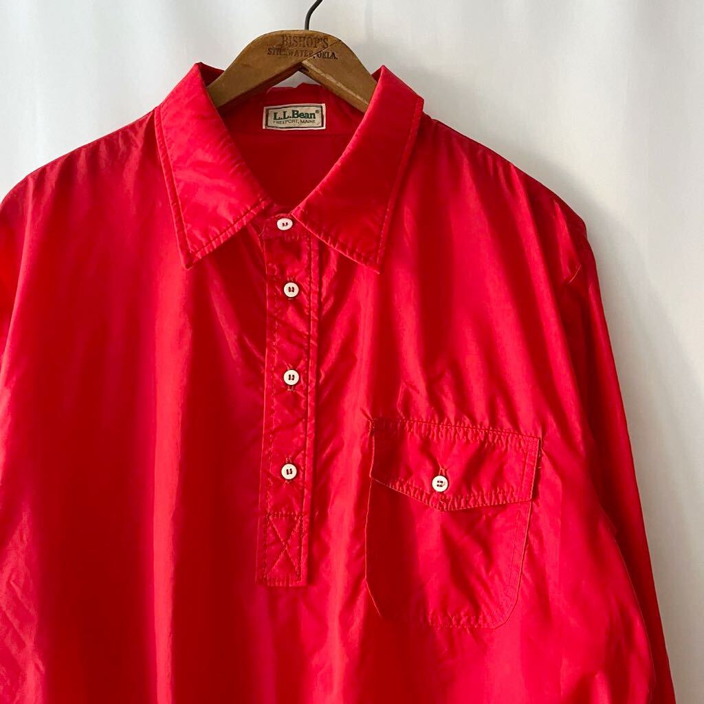 80s L.L.Bean ナイロン プルオーバー シャツ レッド ビンテージ 80年代 LL Bean LLビーン 赤 オリジナル ヴィンテージ