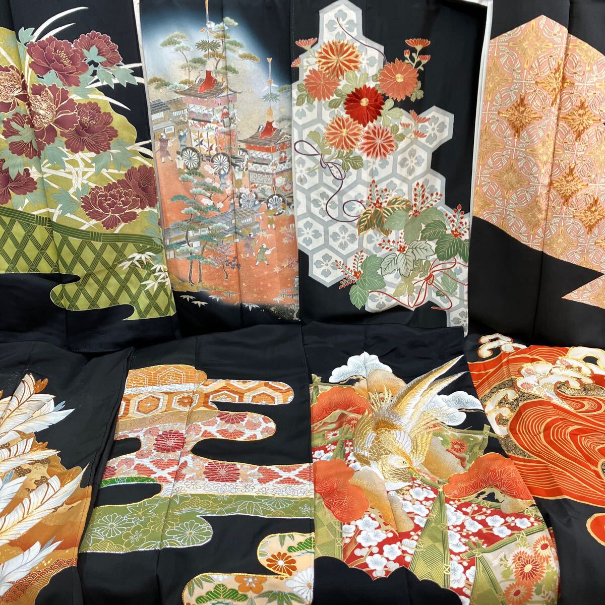 一右衛門No2206 黒留袖　8枚まとめ売り　 金駒刺繍　 京友禅　 刺繍　 金彩友禅　 正絹着物　大量まとめ売り