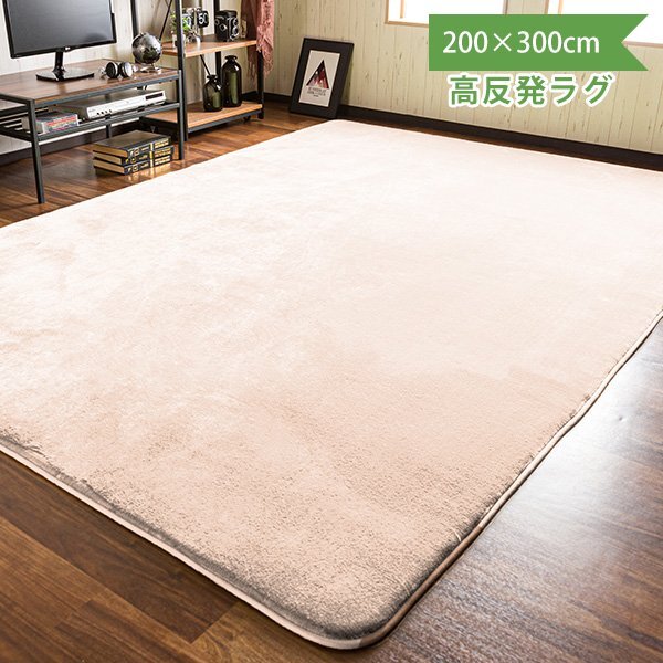ラグマット ラグ カーペット 高反発 厚さ2cm 防ダニ 抗菌防臭 洗える 300×200cm 3畳 三畳 長方形 フランネルラグ