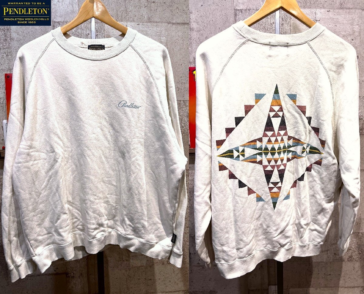ペンドルトン オーバーサイズ クルー スウェット トレーナー L アイボリー PENDLETON 2475-9004