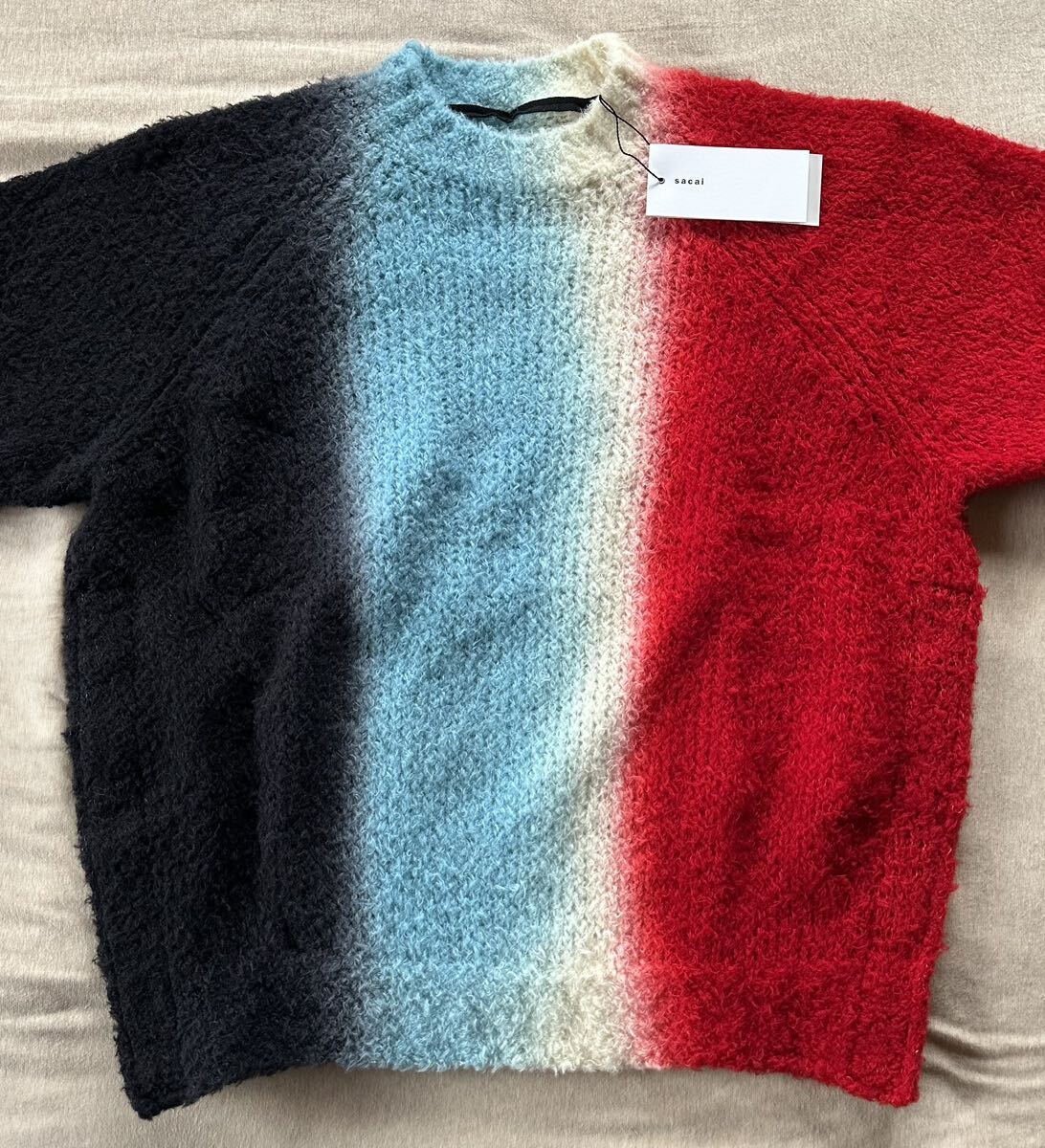 3新品 sacai メンズ タイダイ ニット セーター ブラック レッド 3新品 sacai メンズ タイダイ ニット セーター ブラック レッド