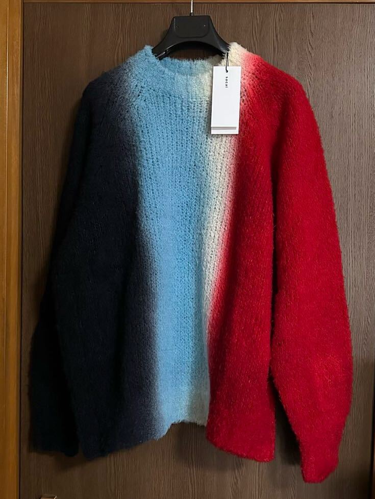 3新品 sacai メンズ タイダイ ニット セーター ブラック レッド 3新品 sacai メンズ タイダイ ニット セーター ブラック レッド