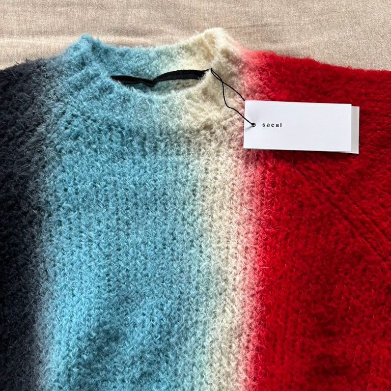 3新品 sacai メンズ タイダイ ニット セーター ブラック レッド 3新品 sacai メンズ タイダイ ニット セーター ブラック レッド
