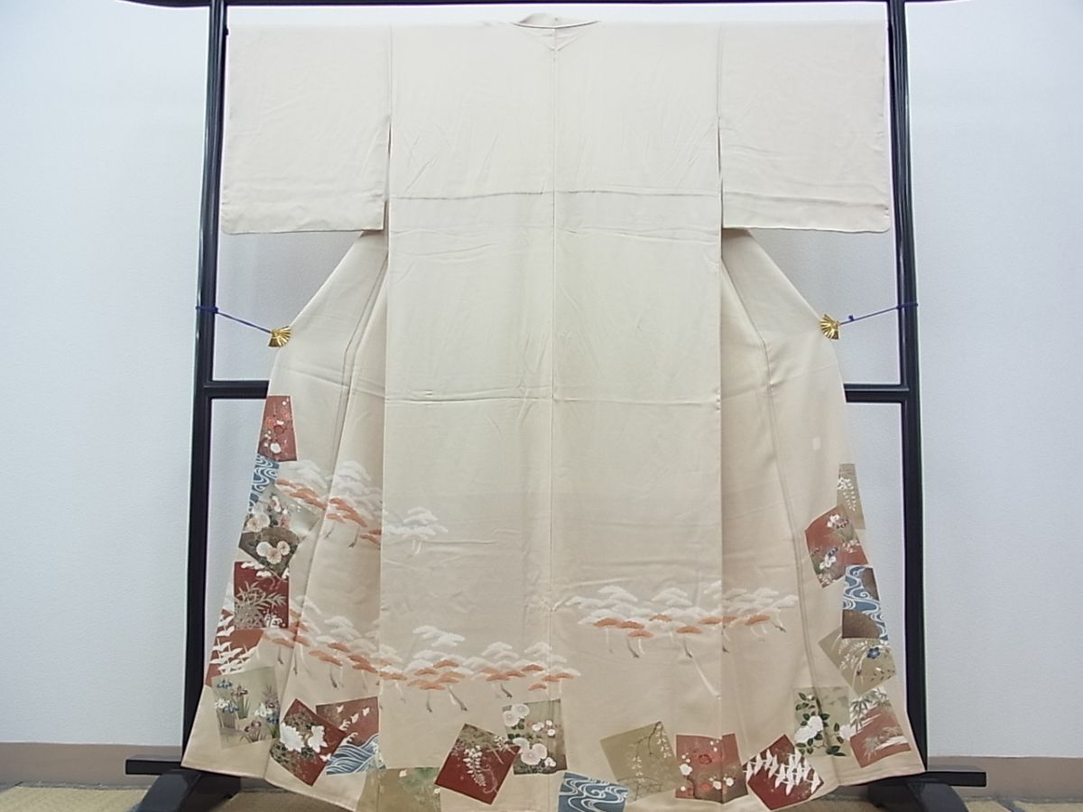 平和屋着物■豪華色留袖　駒刺繍　色紙花文　金彩　逸品　BAAJ8616bs