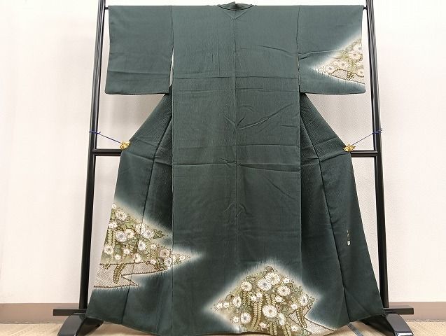 平和屋野田店■染色作家　林淳一　訪問着　辻が花　手描き　ふくれ織　暈し染め　逸品　BAAJ3767hv